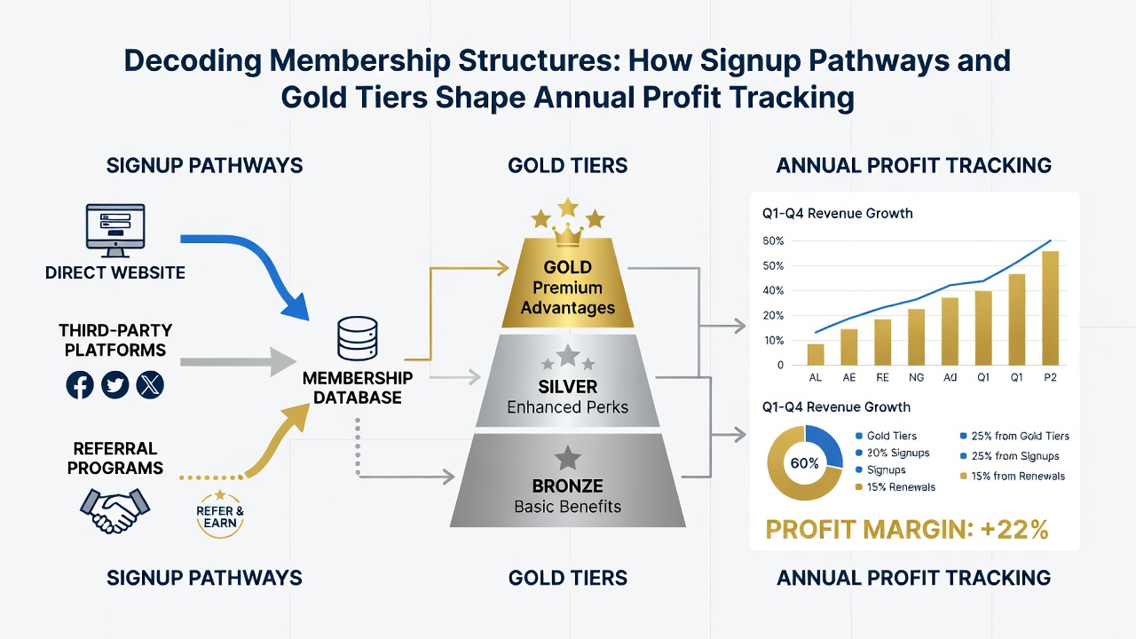 Screenshot of a gold tier dashboard displaying annual profit tracking charts and subscriber performance metrics
