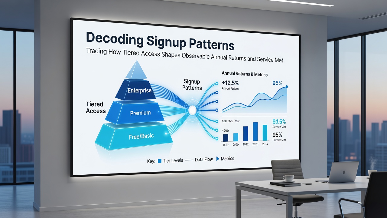 Graph illustrating service metrics segmented by membership tiers with annual performance overlays