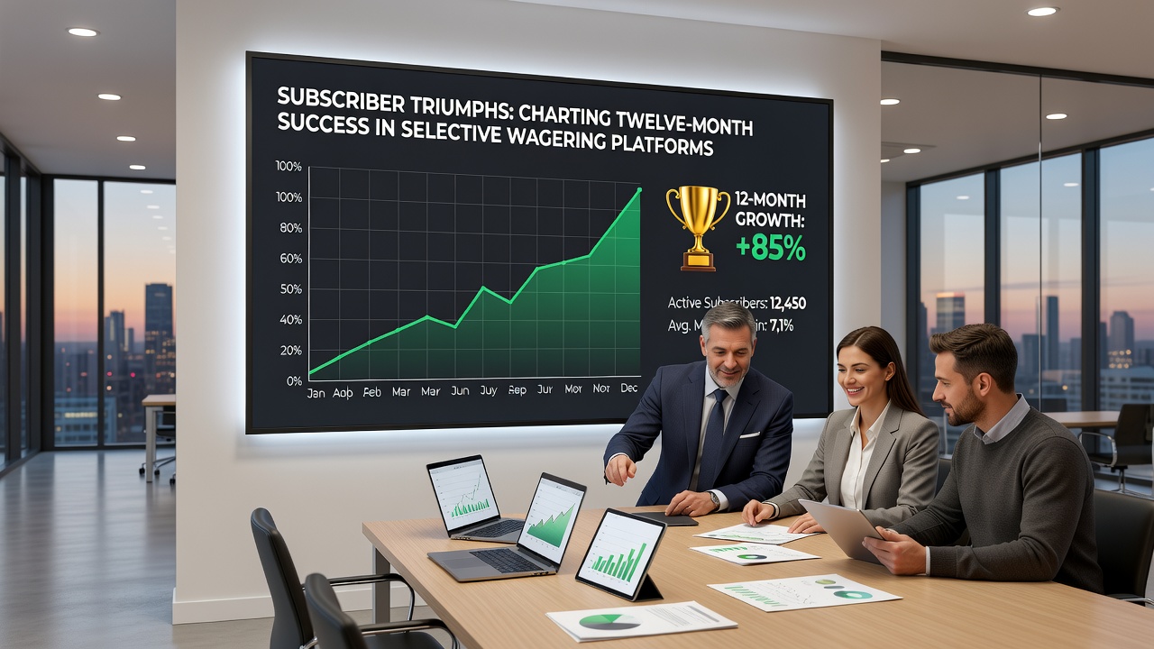 Detailed analytics dashboard displaying subscriber results across twelve months on selective wagering platforms